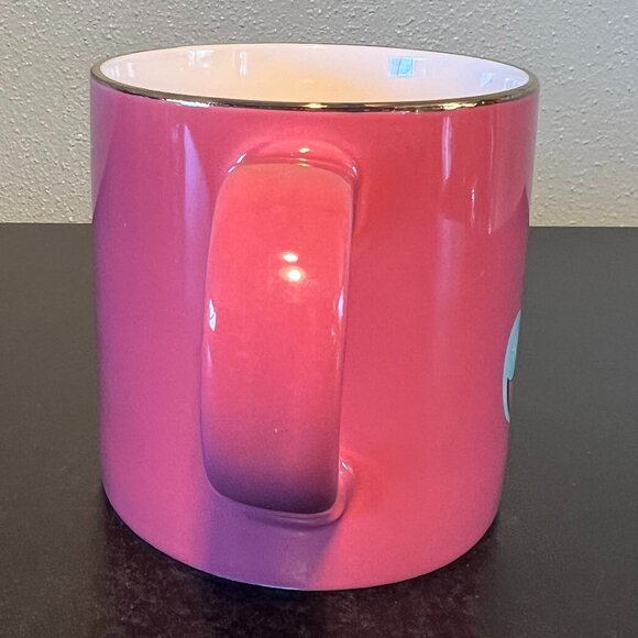 OPALHOUSE Letter J  Initial Monogram Pink & Metallic Gold Ceramic Mug ~ Ribbed - Picture 5 of 11